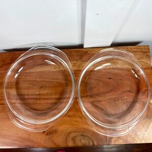 Pyrex Clear Glass Oval Casserole Replacement Lids 684-C Set of 2 Vintage